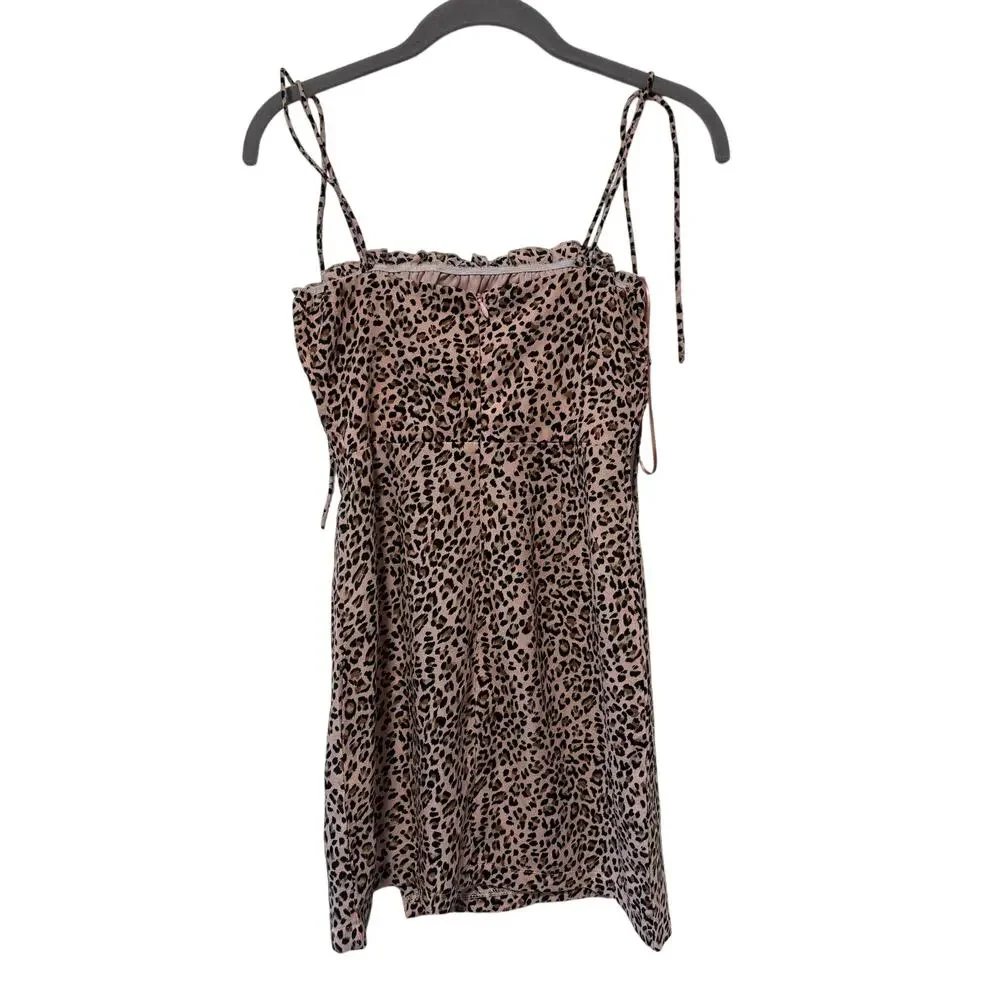 Princess Polly Leopard Print Mini Dress Women’s US 2 AU 6 Pink Tie Strap - Picture 8 of 9